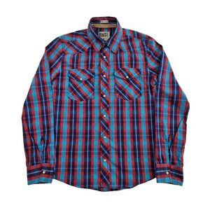 VTG Abercrombie Fitch Shirt Men's M Plaid Muscle Long Sleeve Pearl Snap 90s Y2K